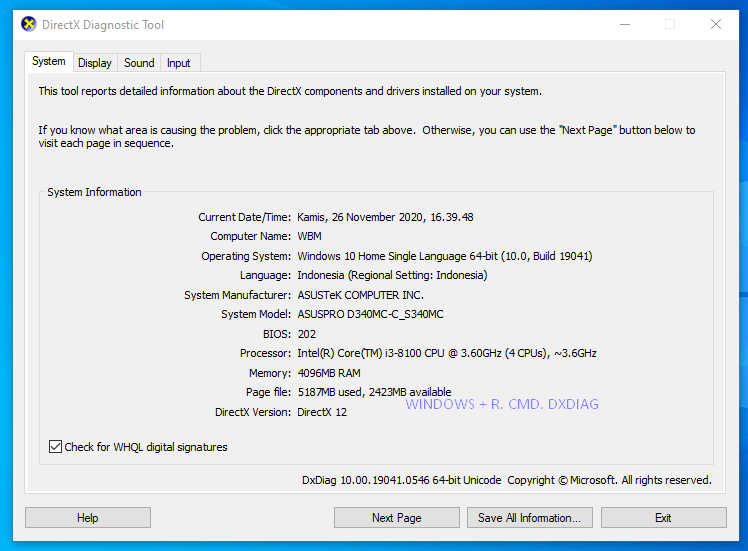 cara melihat spesifikasi komputer windows 7